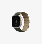 Uniq Revix Magnetic Silicone Band for Apple Watch 49mm - Moss Green/Tan
