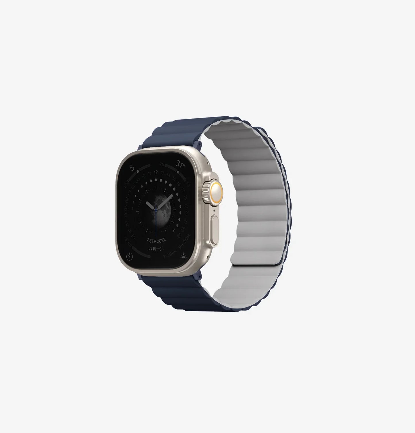 Uniq Revix Magnetic Silicone Band for Apple Watch 49mm - Storm Blue/Chalk Gray