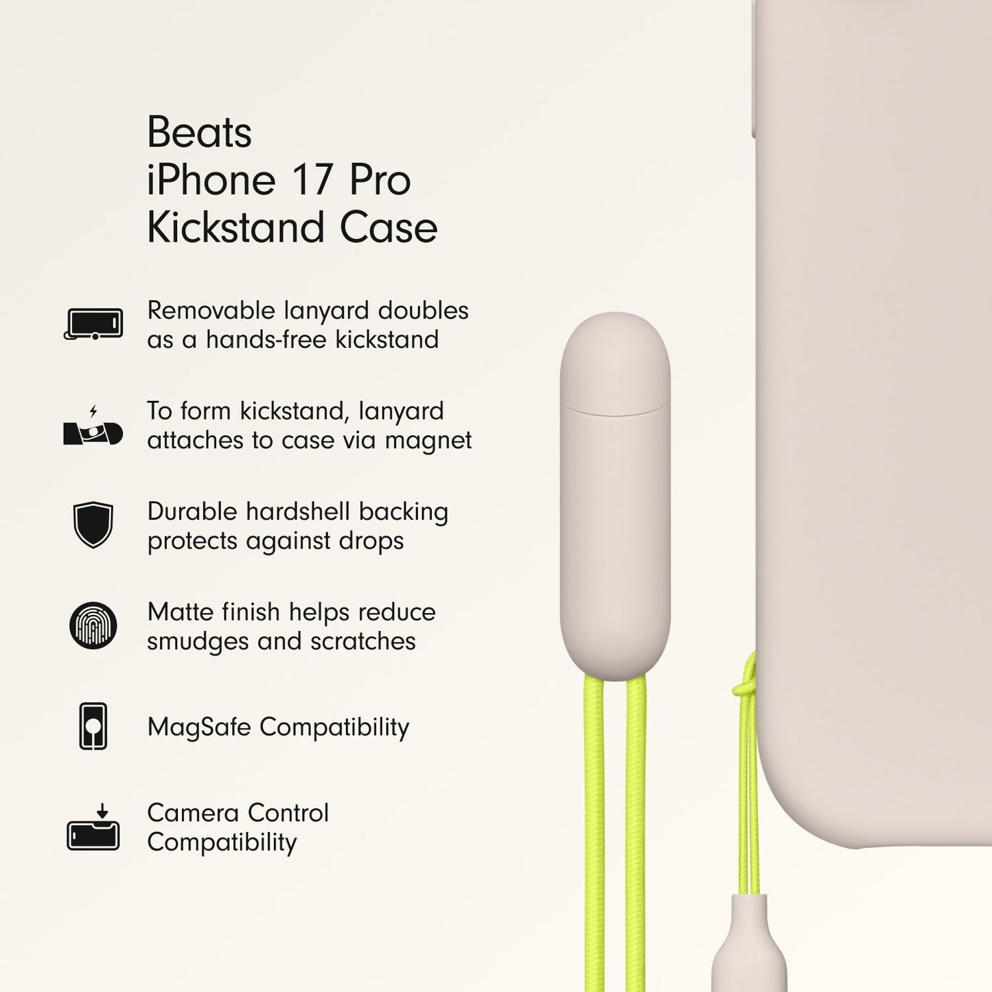 Beats iPhone 17 Pro Kickstand Case with MagSafe and Camera Control - Lime Stone