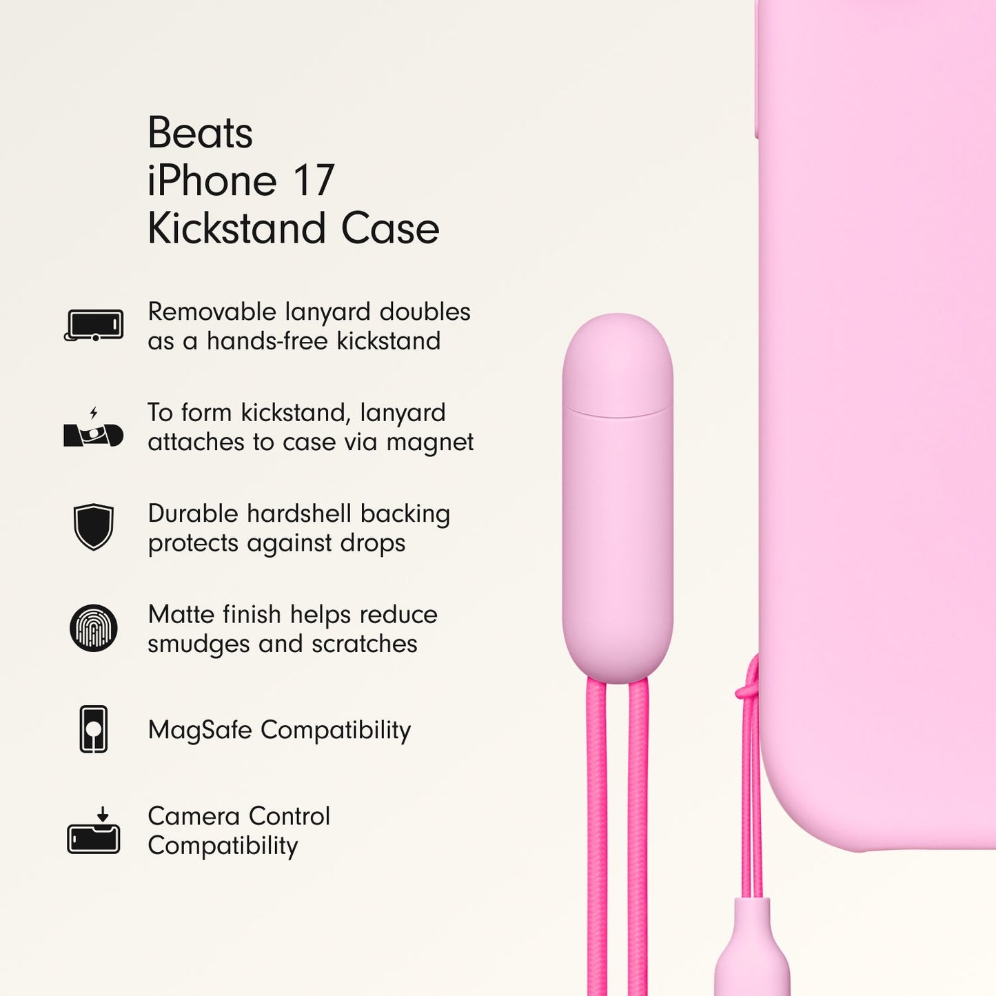 Beats iPhone 17 Kickstand Case with MagSafe and Camera Control - Pebble Pink