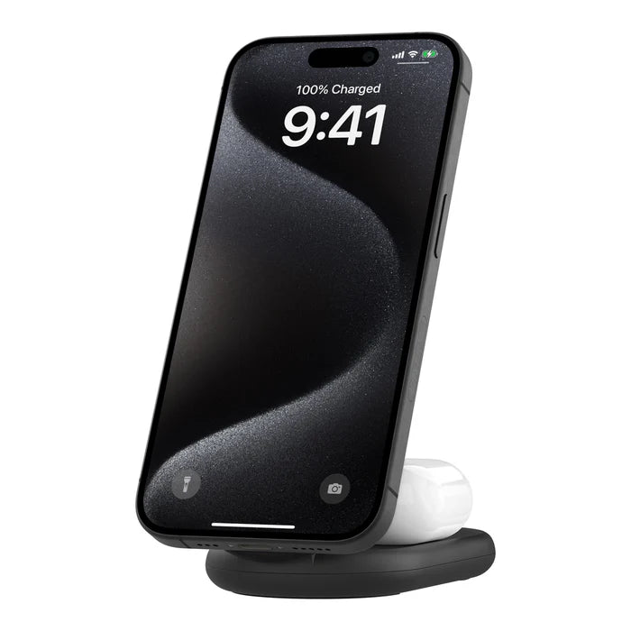 Belkin BOOST↑CHARGE™ 2-in-1 Qi2 15W Magnetic Foldable Wireless Charging Stand - Black