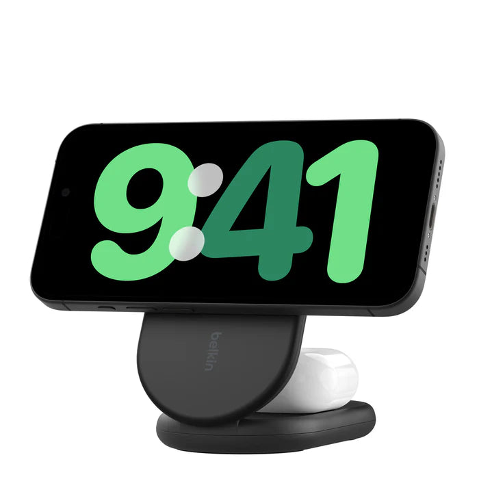 Belkin BOOST↑CHARGE™ 2-in-1 Qi2 15W Magnetic Foldable Wireless Charging Stand - Black