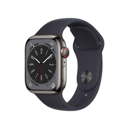 Apple Watch Series 8 GPS + Cellular, 41mm Graphite Stainless Steel, Midnight Sport Band