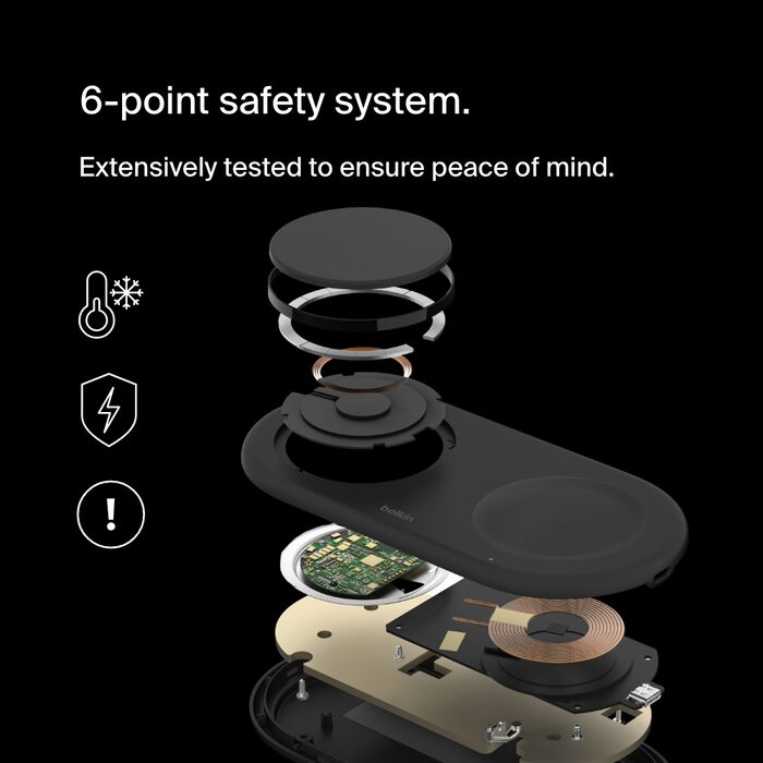 BOOST CHARGE™ Qi2 PRO 2in1 15w Magnetic Charging Pad, Black