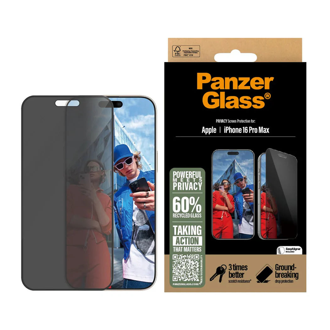 PanzerGlass Privacy Screen Protector iPhone 16 Pro Max | Ultra-Wide Fit
