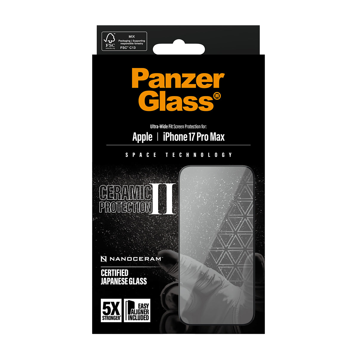 PanzerGlass Ceramic Screen Protector iPhone 17 Pro Max | Ultra-Wide Fit w. EasyAligner