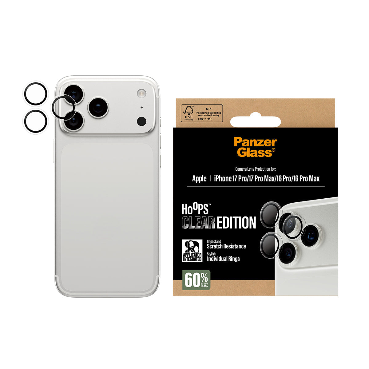 PanzerGlass Hoops Transparent Camera Lens Protector iPhone 17 Pro | iPhone 17 Pro Max