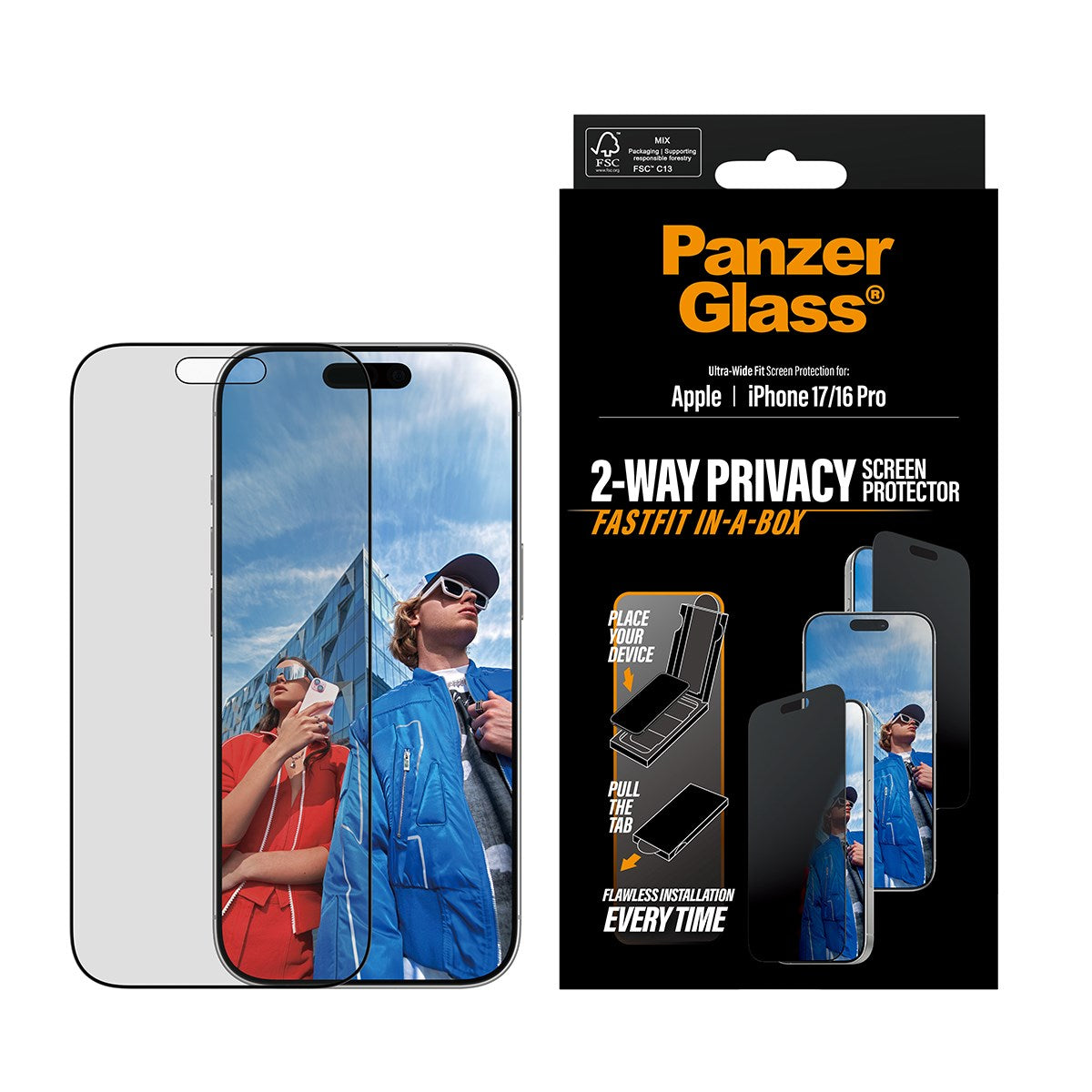 PanzerGlass FastFit Privacy iPhone 17/ 16 Pro