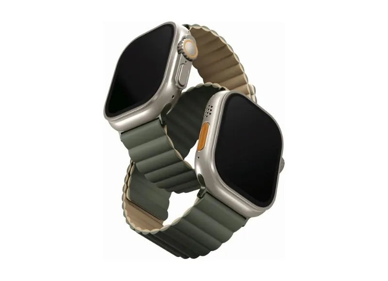 Uniq Revix Magnetic Silicone Band for Apple Watch 49mm - Moss Green/Tan